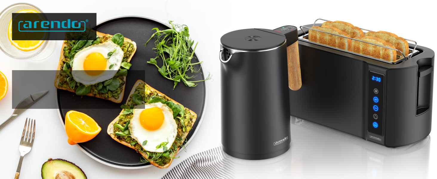 Електричний чайник Arendo з регулюванням температури, 1.5 л, нержавіюча сталь, подвійні стінки, BPA Free, функція підтримки тепла, Cool Touch, чорний матовий (Set 2)