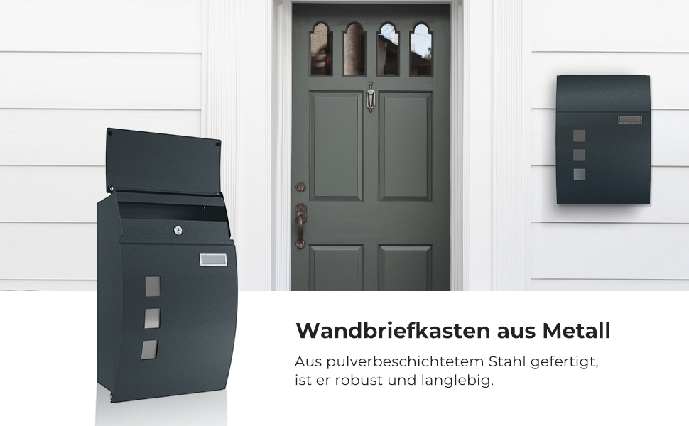Поштовий ящик настінний SONGMICS з вікном, для імен та 2 ключів, сірий антрацит GMB030G02