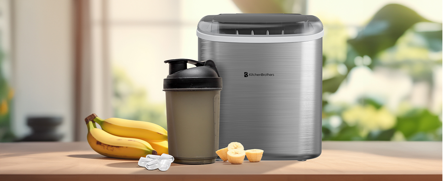 Льодогенератор KitchenBrothers компактний, подрібнювач льоду, машина для кубиків льоду, автоматичний айс-мейкер для кухні
