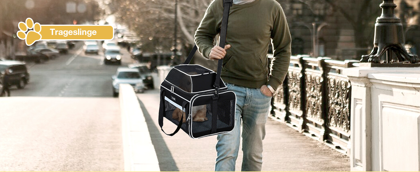 Транспортна сумка для собак та котів, розширювана, до 6 кг, чорна, M