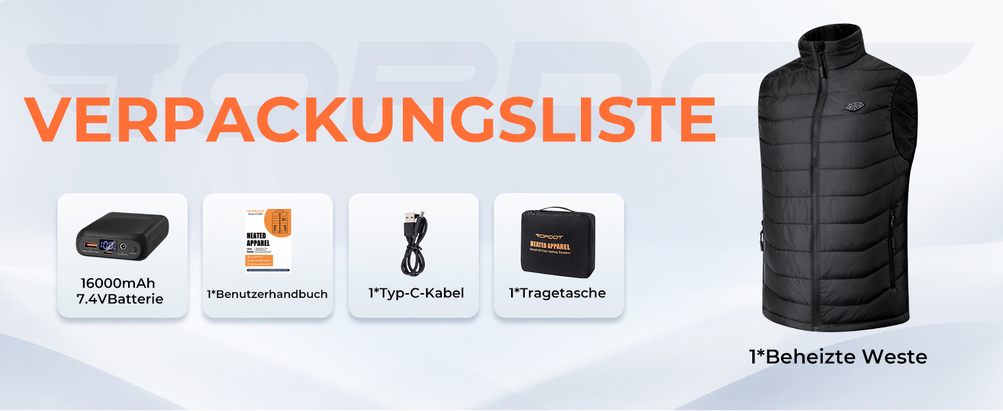 Електрична гріюча жилетка Topdot для чоловіків з Powerbank 7.4V 16000mAh, 8 нагрівальних зон, 3 температурні режими, для активного відпочинку, катання на лижах та риболовлі