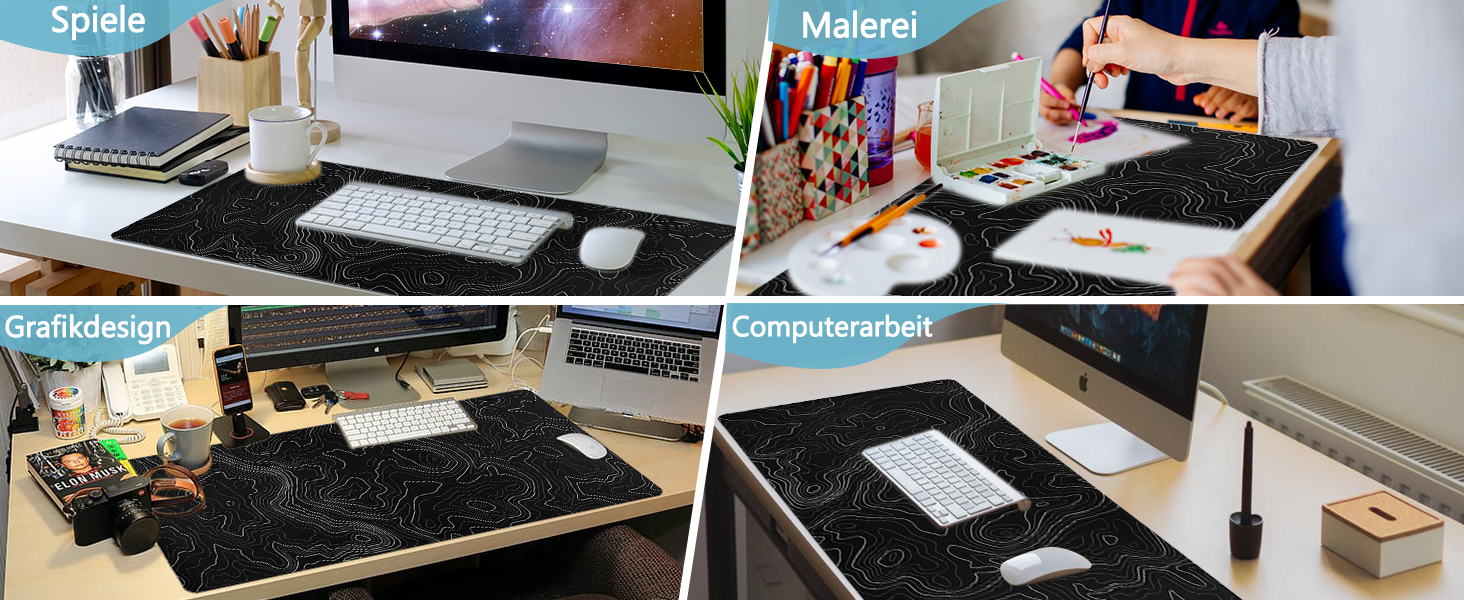 Ігровий килимок для миші Niviy Gaming Mousepad XXL 800x350мм, білий з топографічним принтом
