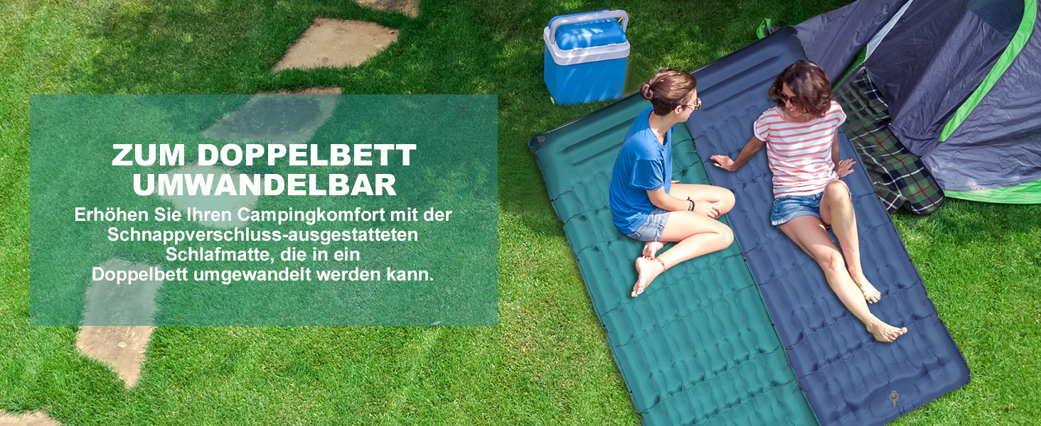 SHANNA Self-Inflating Camping Air Mattress - Extra Thick 12cm Ultralight Sleeping Pad with Pillow - Foldable Thermo Mat for Hiking, Tent & Travel - Peacock Blue