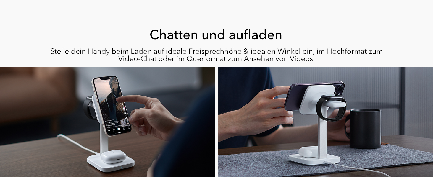 Зарядний станція 3-в-1 ESR MagSafe для Apple iPhone та Apple Watch, білий. Сумісна з iPhone 17/16/15/14/13/12, Apple Watch 9/8/7/6/5/4/3/2/SE та AirPods 4/3/2/Pro