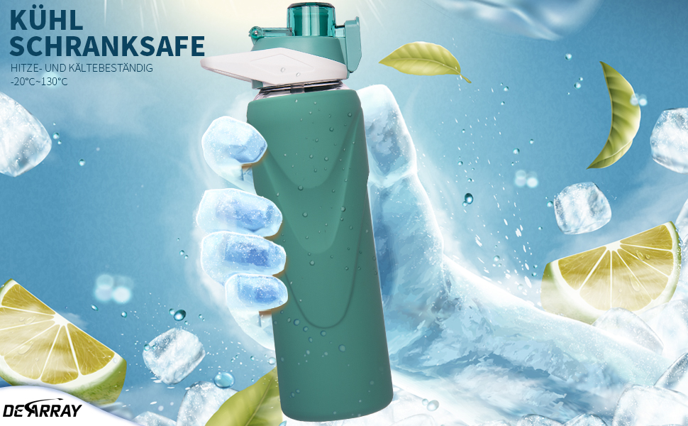 Скляна пляшка для води 1 л з трубочкою, BPA free, боросилікат, силіконова обгортка, темно-зелена