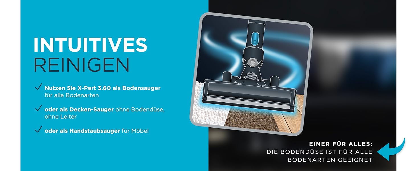 Пилсос Rowenta X-Pert 3.60 бездротовий акумуляторний вертикальний, сірий-блакитний, RH6921