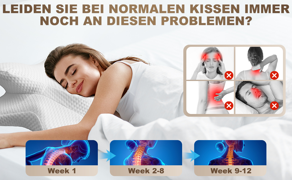 Ортопедична подушка для шиї та плечей: Memory Foam, підтримка шиї, 66x40x14 см, 1 шт.