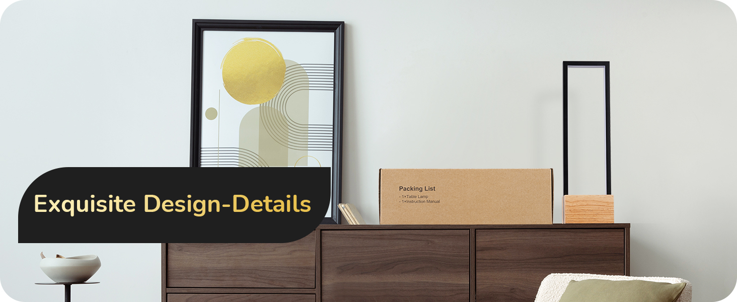 LED настільна лампа EDISHINE з дерева, торкання, регулювання яскравості та функцією пам'яті, 3 колірні температури, 350 люмен, сучасна лампа для вітальні, офісу, подарунок, чорний сучасний стиль