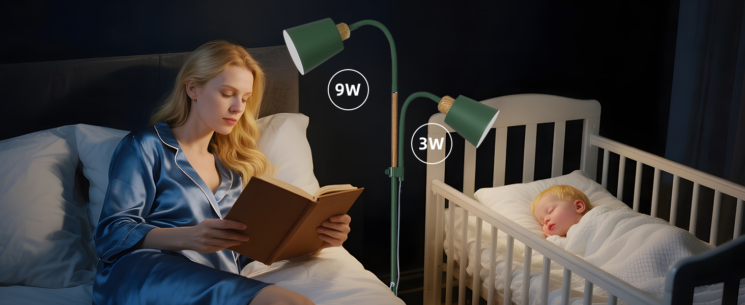 Стійка лампа ANTENLICHT YOYO з двома висувними лампами | 2xE27, 60W | 360° регулювання | Вінтажний дизайн, метал | 159 см, зелений | Без лампочки