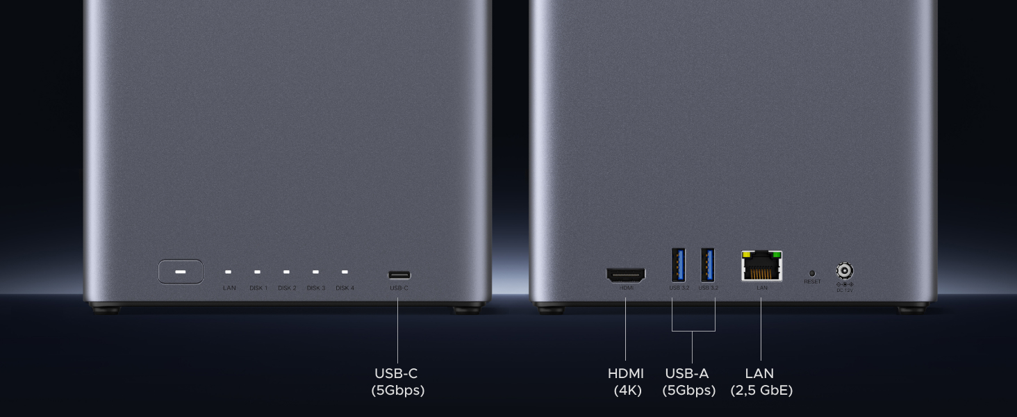 NAS UGREEN NASync DH4300 Plus: 2 відсіки, NFC, 4GB RAM, 1GbE LAN, для дому