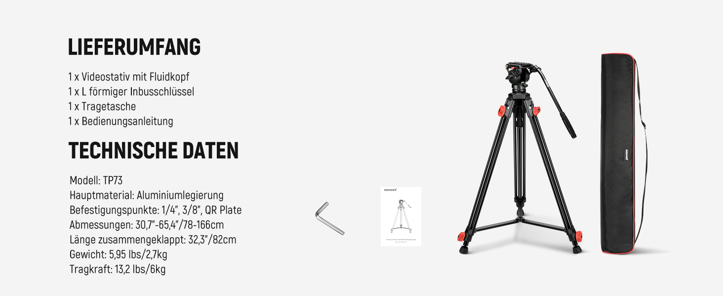 Штатив для камери Neewer з пливним упором TP73 для DSLR, Camcorder, DJI Gimbals, Manfrotto QR Plates, до 6 кг