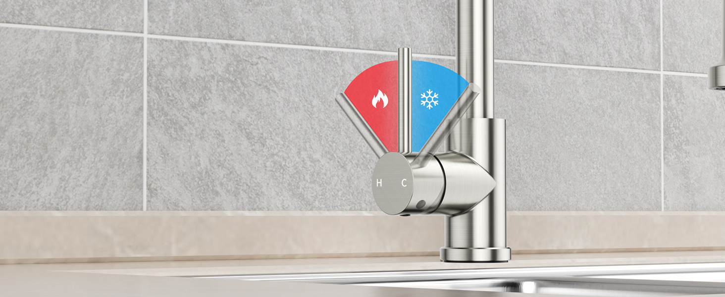 Кухонний змішувач Rainsworth з нержавіючої сталі з двома режимами струменя та висувною лійкою, 360° обертання, висота 45 см