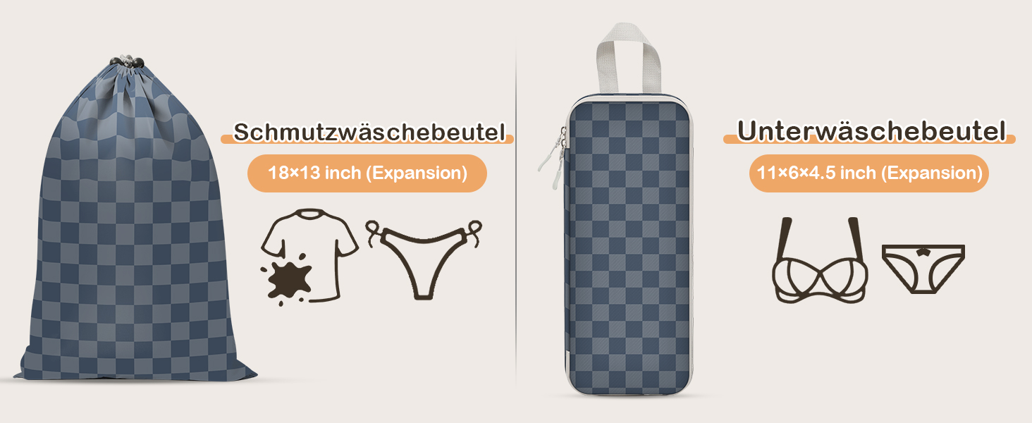 VnioLife Набори для пакування валізи - 8 шт. Органайзери для подорожей, компресійні кубики, синій та сірий