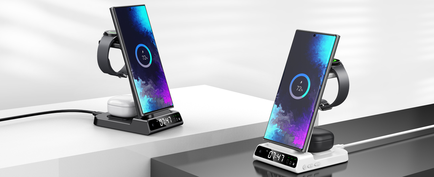 Бездротова зарядка 3-в-1 для Samsung Galaxy S25 Ultra, Watch 8/Ultra/7/6, Buds 3/3 Pro. Підтримка моделей S25/S24/S23, Z Flip 7/Fold 6