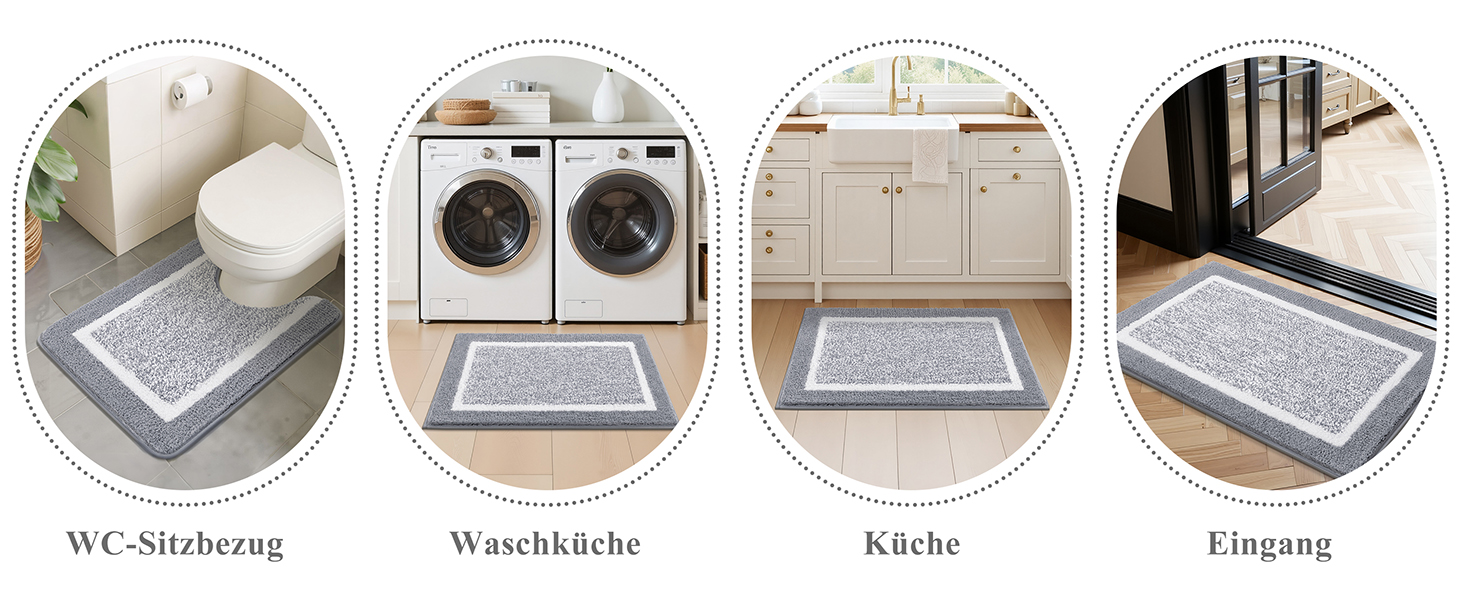 Килимок для ванної кімнати SHACOS: неслизький, м'який, швидковисихаючий, 50x80 см, сірий