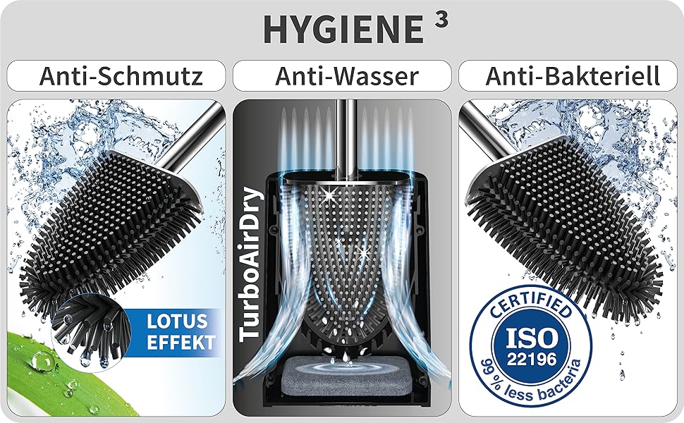 Силіконова щітка для унітазу Bross® - антибактеріальна, з тримачем, для стіни, 1 шт.