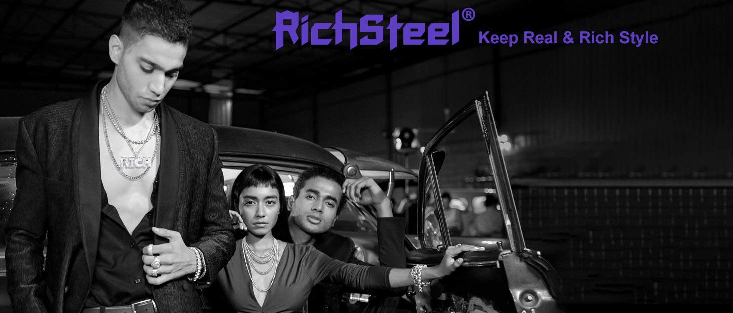 Чоловічий браслет Richsteel з нержавіючої сталі сріблястого/золотого/чорного кольору, ширина 8/12/17 мм, довжина 19/21/23 см, кубинський ланцюг, для чоловіків, хіп-хоп, з подарунковою коробкою