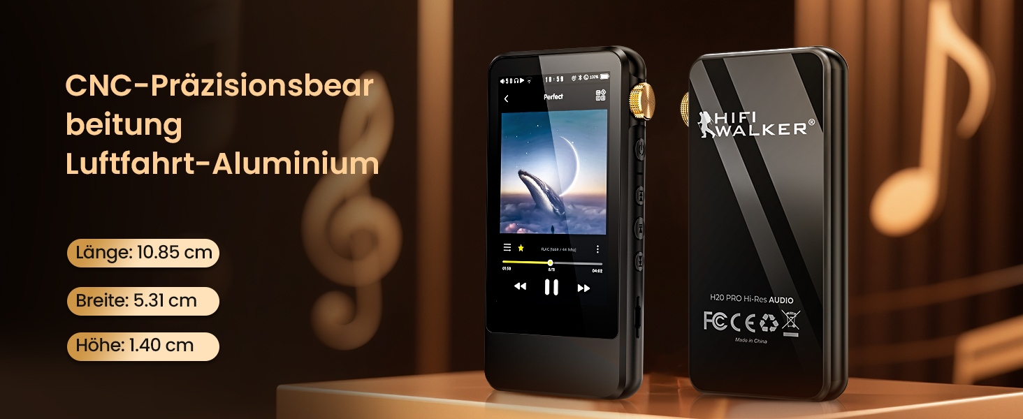 Hi-Res MP3 плеєр HIFI WALKER H20 Pro з Bluetooth, 64GB, Dual ESS DAC, 4.4мм збалансований вихід, 3.2