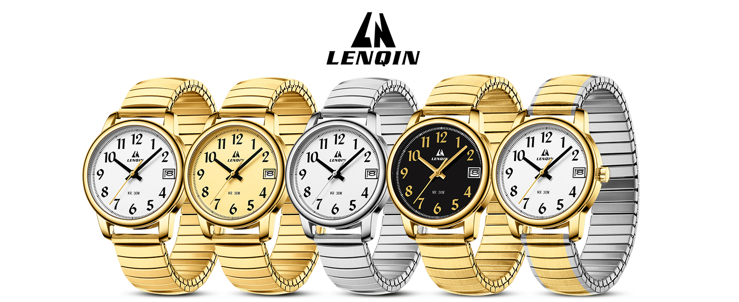 Жіночий годинник LN LENQIN: Водонепроникні годинники для жінок з нержавіючої сталі, кварцовий механізм, регульований браслет (сріблястий, золотий, білий)