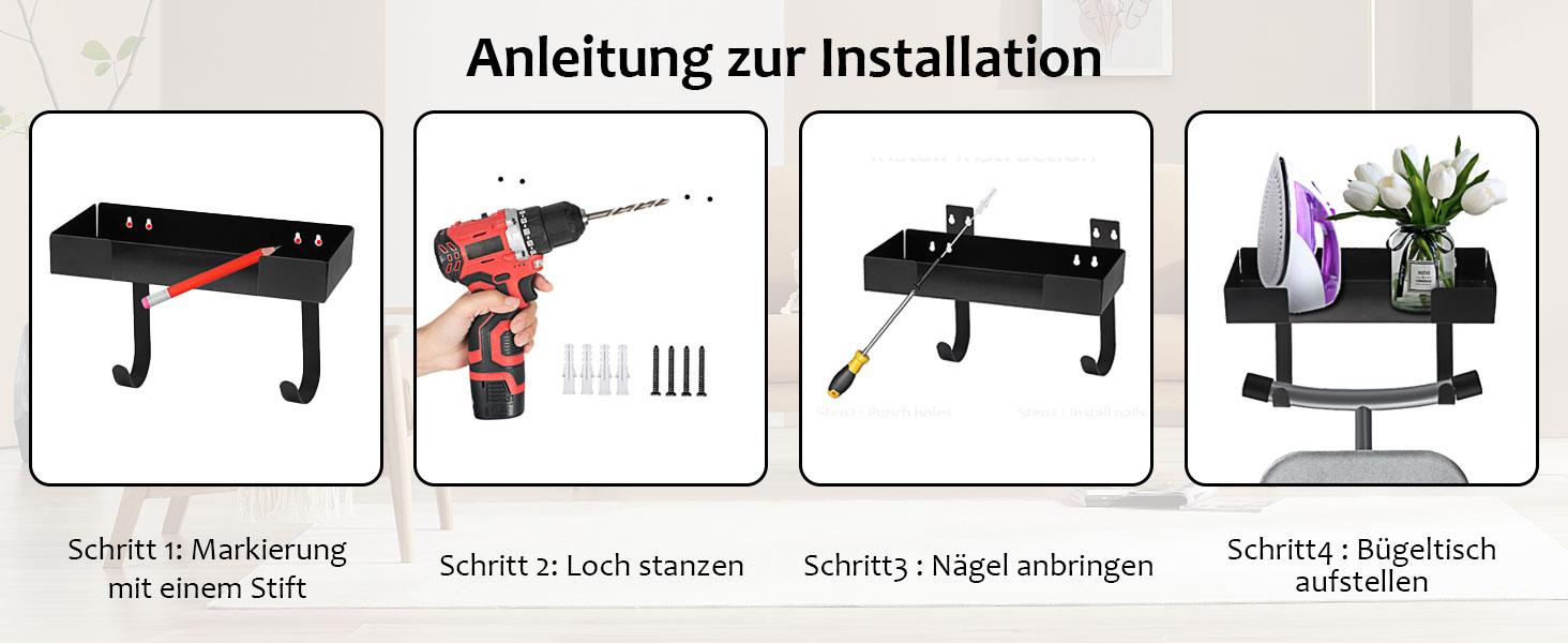 Кріплення для прасувальної дошки настінне, 32*15.7 см. Настінне кріплення для прасувальної дошки з нержавіючої сталі з металевими гачками. Тримач для прасувальної дошки, кріплення для праски на стіну, підходить для прасувальних дошок T/Y форми.
