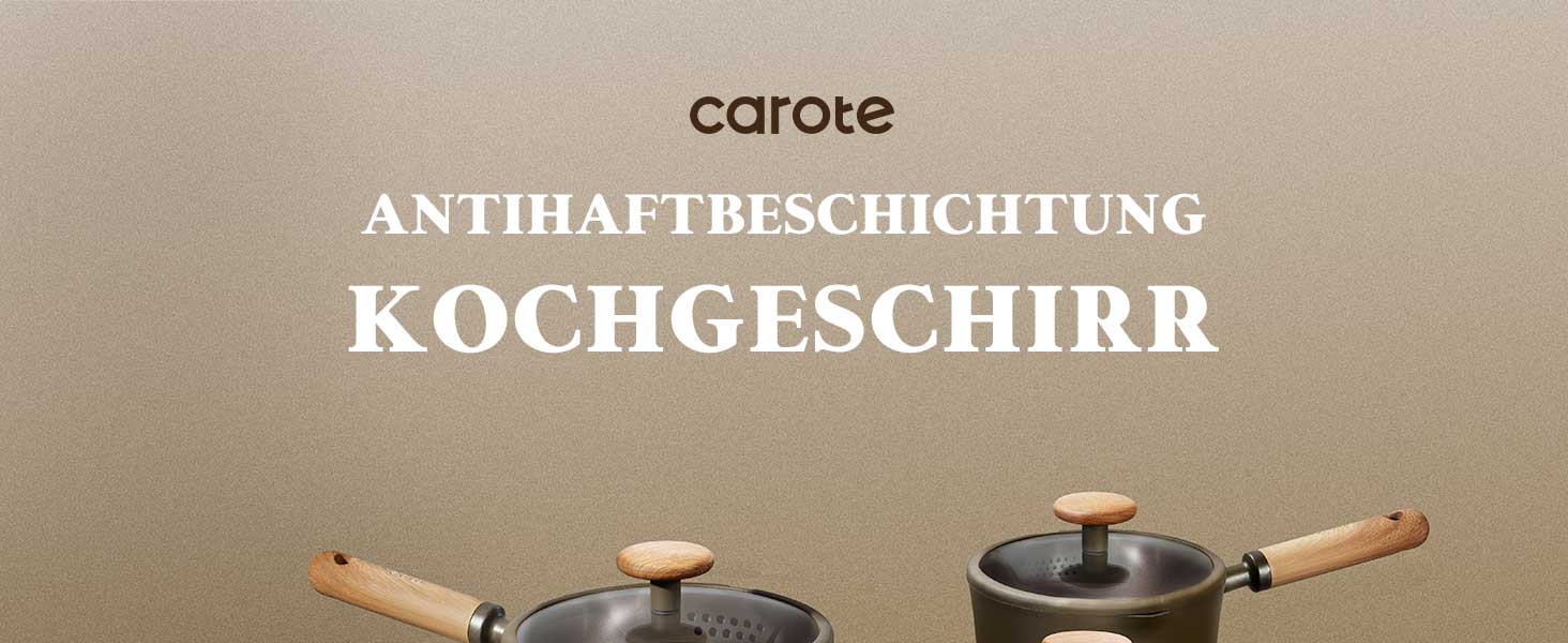 Набір посуду CAROTE з антипригарним покриттям, комплект каструль та сковорідок для індукційних плит, 12 предметів