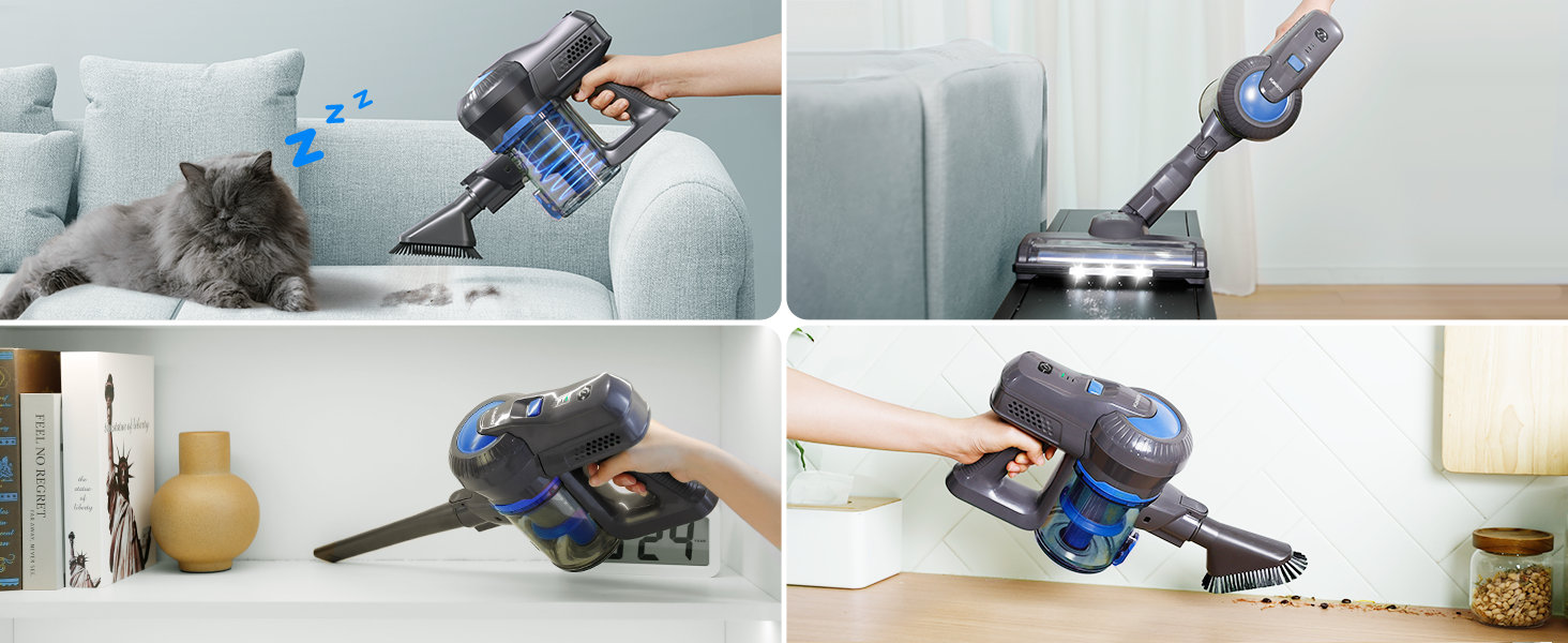 Kalado KCV500 Бездротовий акумуляторний пилосос, 23kPa потужність всмоктування, ультралегкий, 6-в-1, час роботи 35 хв, для тварин, килимів, твердих підлог