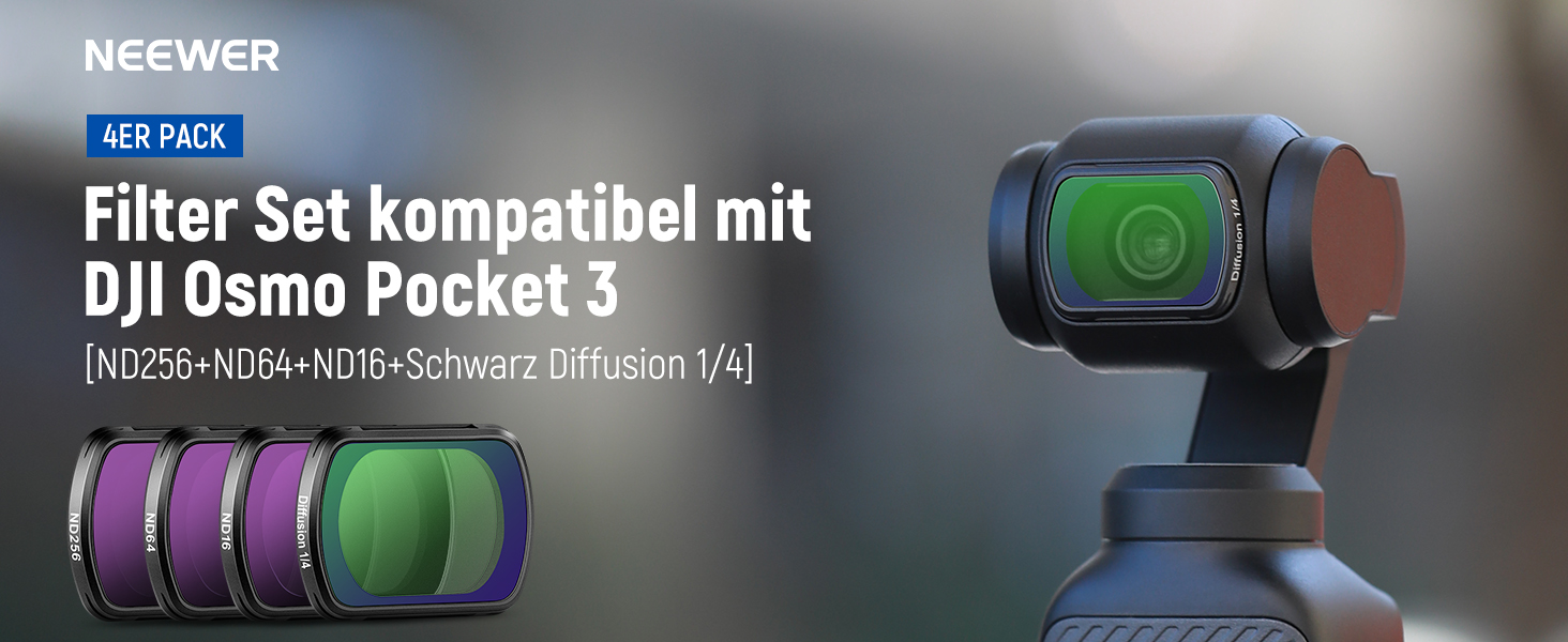 Набір фільтрів NEEWER ND та Black Diffusion для DJI Osmo Pocket 3: 4 шт. (ND16, ND64, ND256) + ефектний фільтр, аксесуари для об'єктива, оптичне скло HD