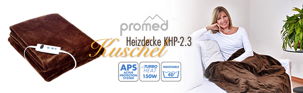 Електрична гріюча ковдра Promed з автовимкненням, 180x130 см, 10 температурних режимів, коричнева