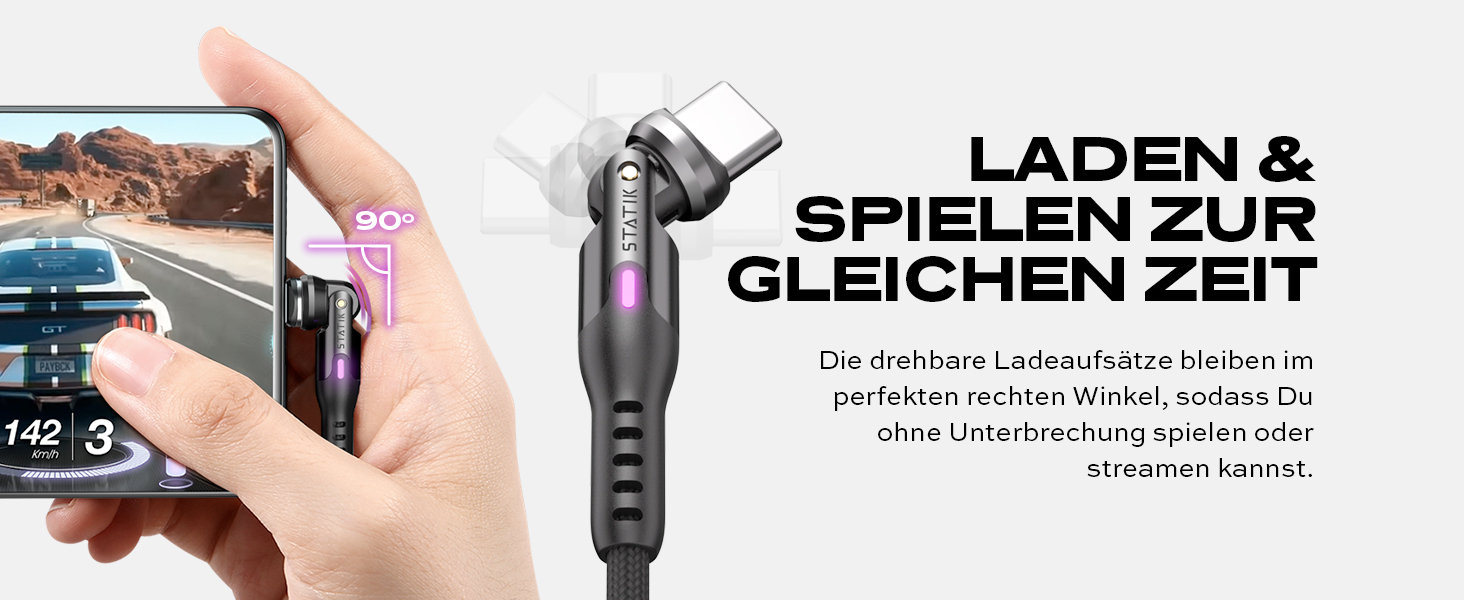 Кабель Statik 360 Pro: магнітний, 3-в-1, USB-C, Micro-USB, USB-A, кут повороту 90°, 180°, 360°, 1м, iProdukt