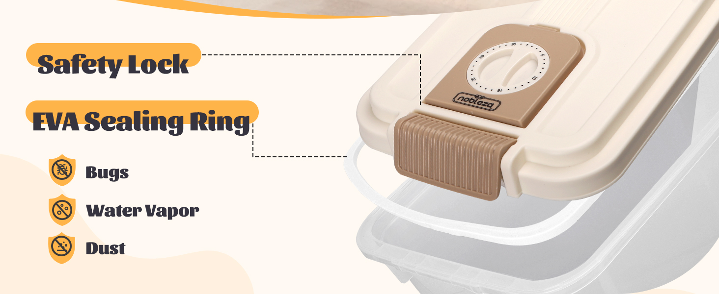 Контейнер для корму для собак та котів Nobleza, 40л, з датою виробництва, з роликами, повітряний, прозорий