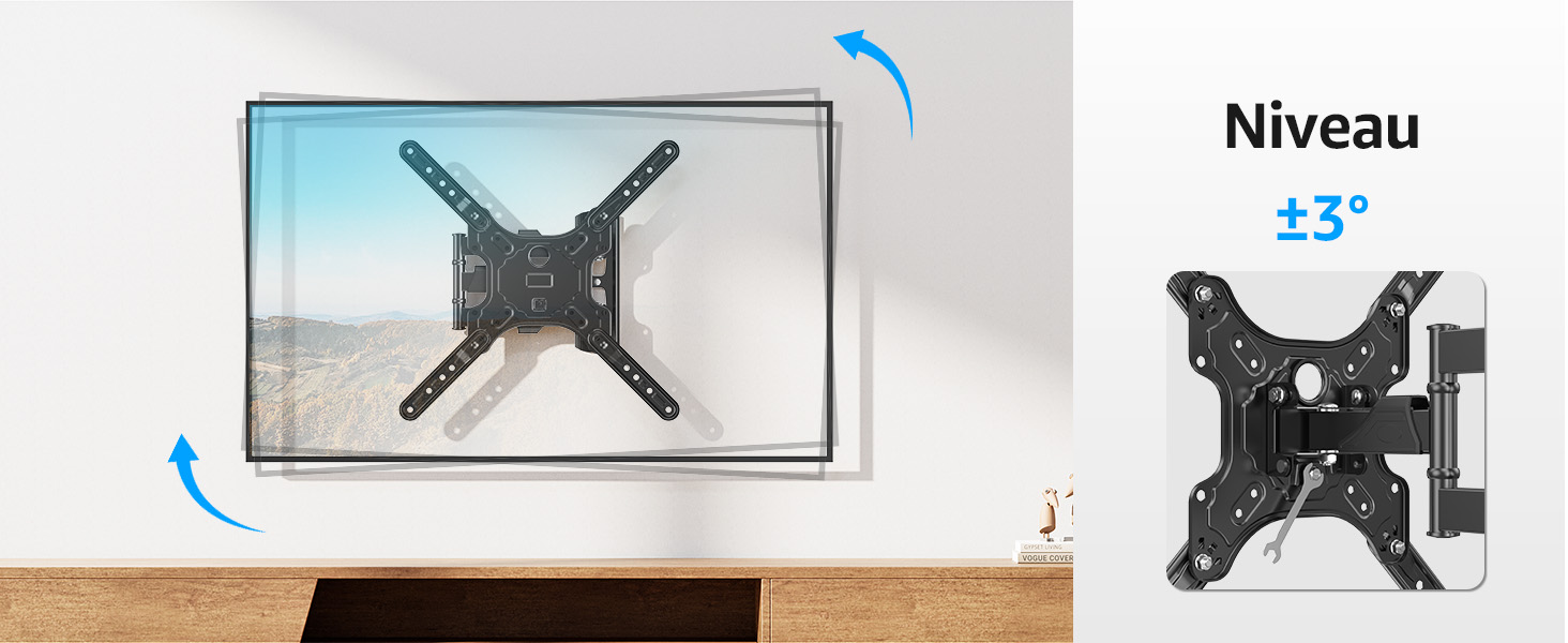 Кріплення для телевізора MOUNTUP EU0079: для LED, LCD, OLED телевізорів 26-60 дюймів, настінне, поворотне, нахильне, до 35 кг, VESA 400x400 мм