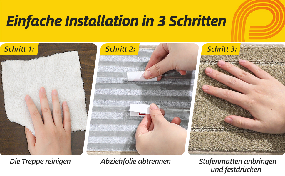 Сходинкові килимки JSEI, антиковзаючі, набір з 15 шт, 20.3 x 76.2 см, машинне прання, самоклеючі, для дітей, літніх людей та домашніх тварин, 100% поліестер, TPE-підкладка, темно-сірий