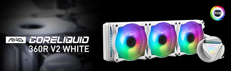 MSI MAG CoreLiquid R V2: Система водяного охолодження CPU AIO, 360 мм, RGB, біла