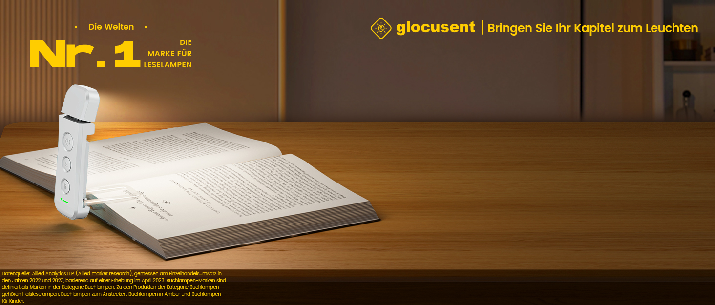 Світлодіодна лампа для читання Glocusent з кліпсою, 12 LED, до 200 годин роботи, біла