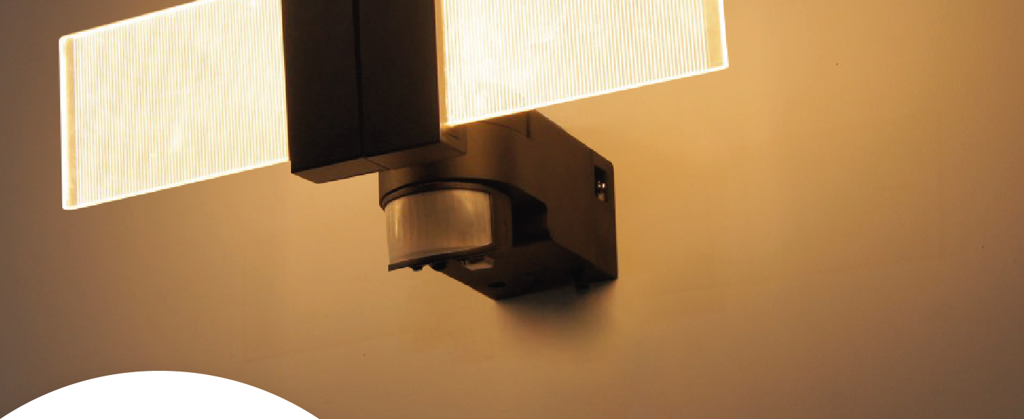 Вуличний LED-світильник SSC-LUXon NORSU з датчиком руху, подвійний прожектор, нейтрально-білий, IP65, з адаптером для кута та датчиком сутінків, модель Linto