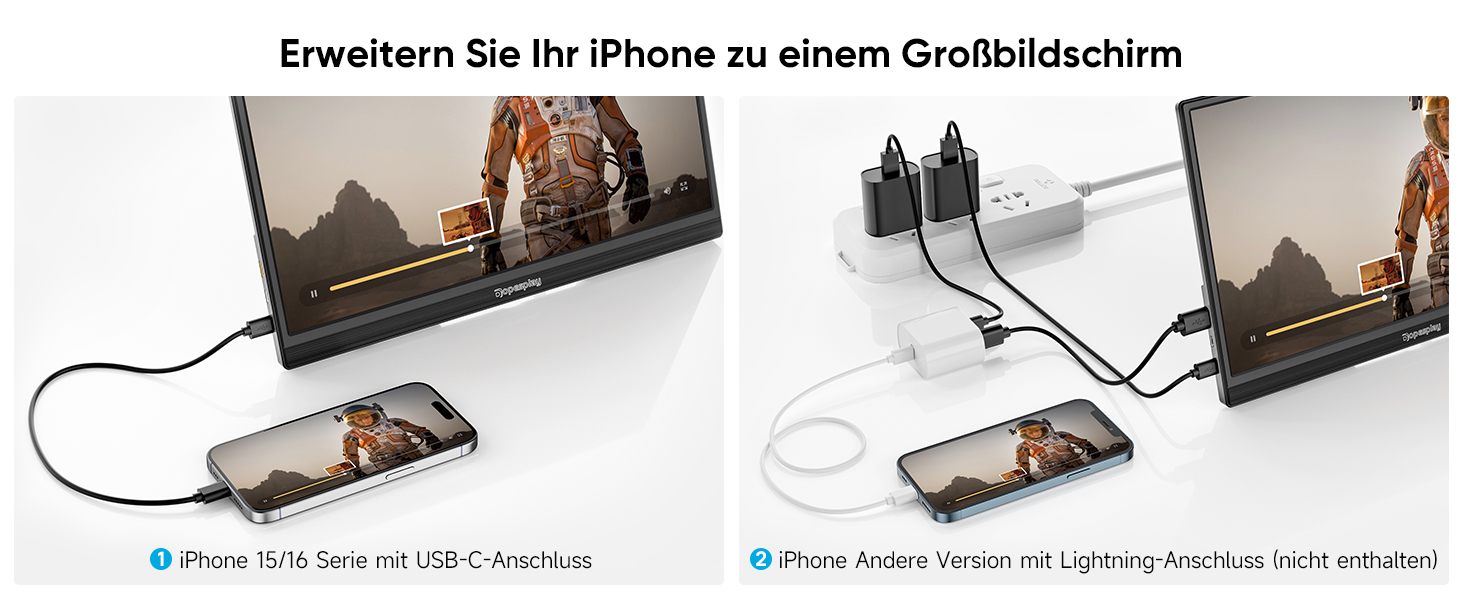 Портативний монітор 15.6 дюймів, 1080P FHD з підставкою, IPS екран з динаміками, тонкий додатковий монітор для ноутбука/ПК/Mac/PS4/Switch, USB-C/HDMI