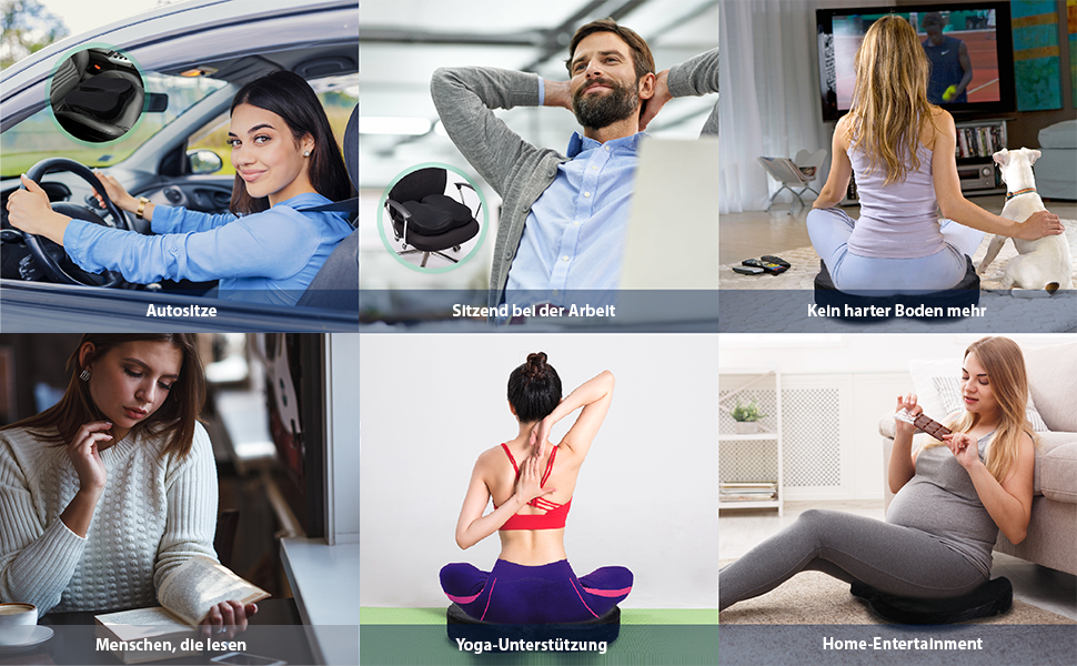 Подушка для сидіння Travel Ease з гелевою пам'яттю, преміум-якість, для офісного крісла, автокрісла, геймінгового крісла (Чорний, Memory Foam)