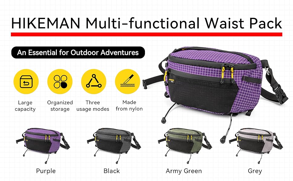 Чоловіча поясна сумка на пояс, чорна, ультралегка, водонепроникна, з нейлону, для спорту, подорожей, прогулянок з собакою