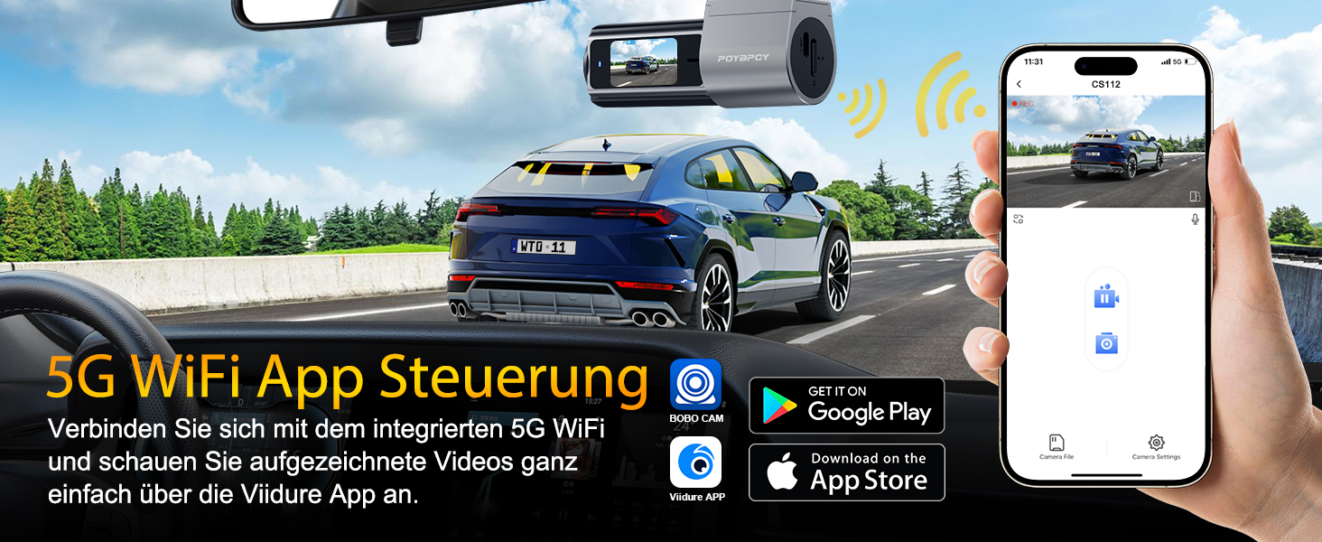 Відеореєстратор Auto Dashcam 4K WiFi 360° з CPL, 64GB SD, IPS Mini камера з Super Night Vision, WDR, 170° та G-Sensor