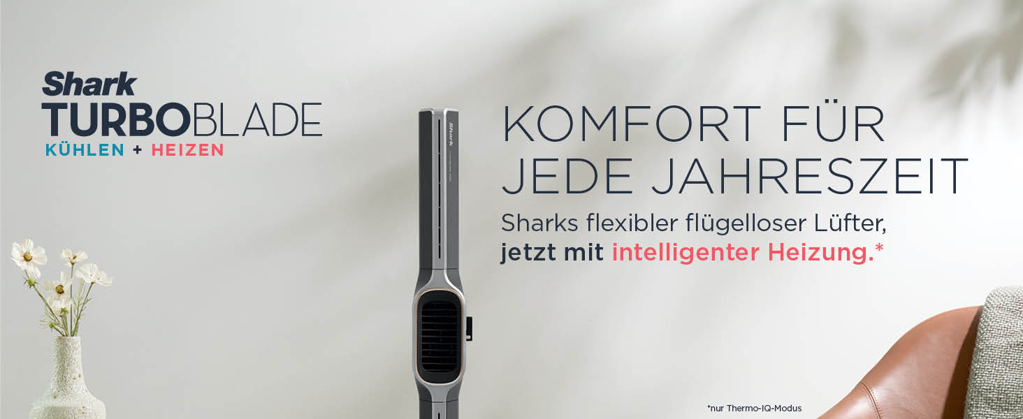 Вентилятор та обігрівач 2-в-1 Shark TurboBlade Cool + Heat з термостатом, пультом керування та коливанням | Безлопатевий вентилятор та обігрівач для швидкого нагріву та охолодження, чорно-золотий, TH200EU TurboBlade – Cool + Heat, антрацит