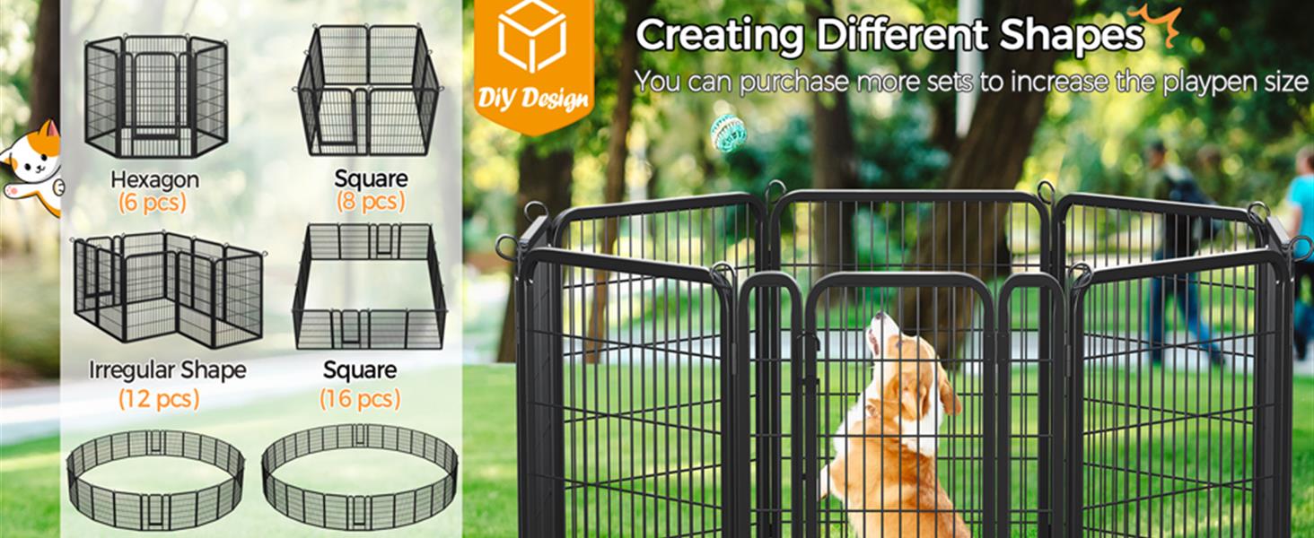 Вольєр для цуценят Yaheetech 8-секційний, вольєр для собак з замком, переносна сумка та кріпильні ремені, для дому та саду, легка збірка (80см, 24шт)