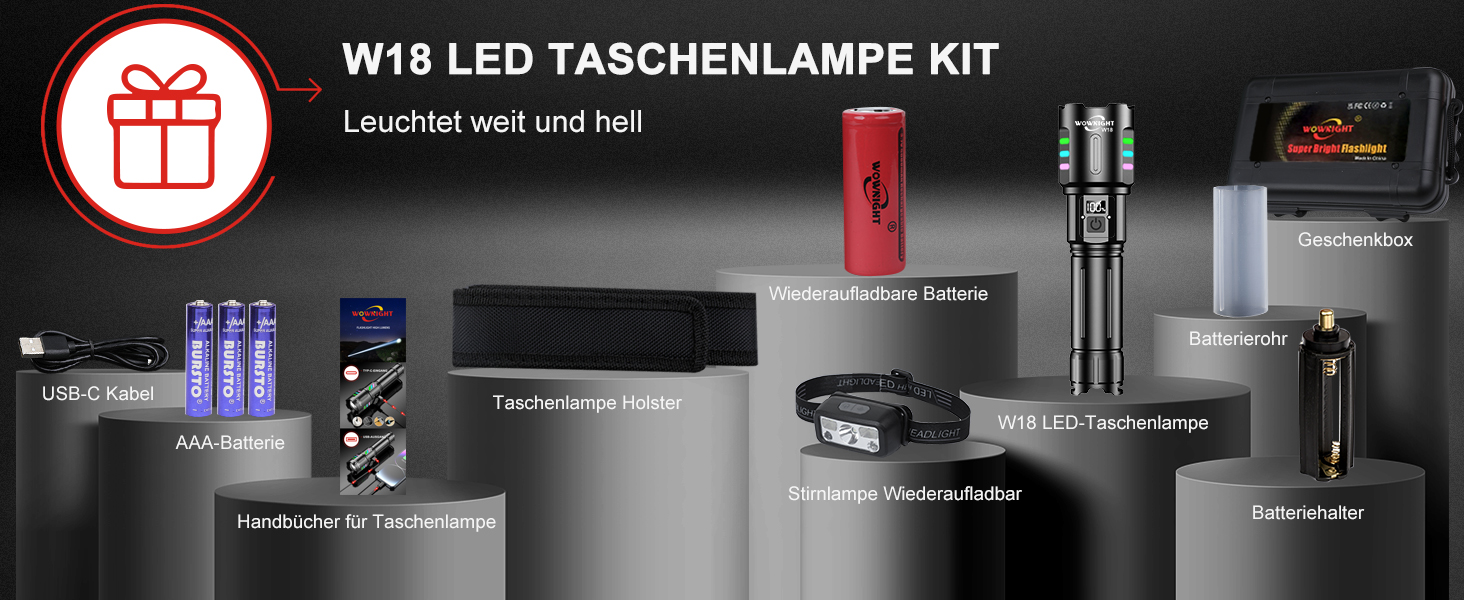 Ліхтар LED акумуляторний тактичний, 500000 люмен, 5 режимів, плавне регулювання яскравості, для кемпінгу та надзвичайних ситуацій, чорний