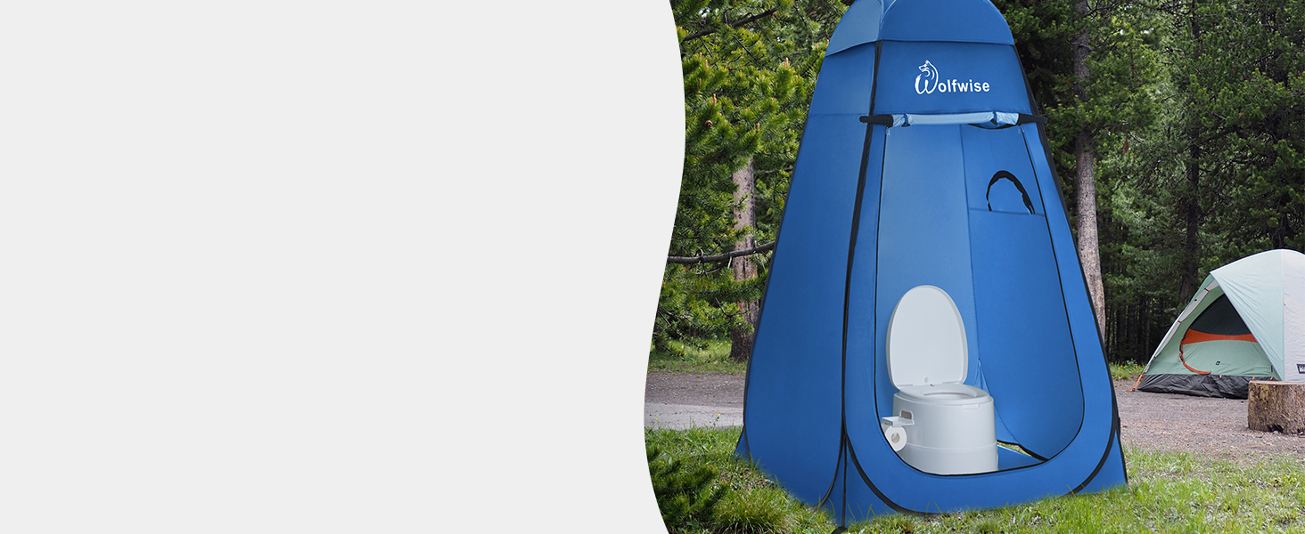 WolfWise Pop-Up Shower Tent with UV Protection - Portable Toilet & Changing Tent for Camping & Outdoor Use - Blue L