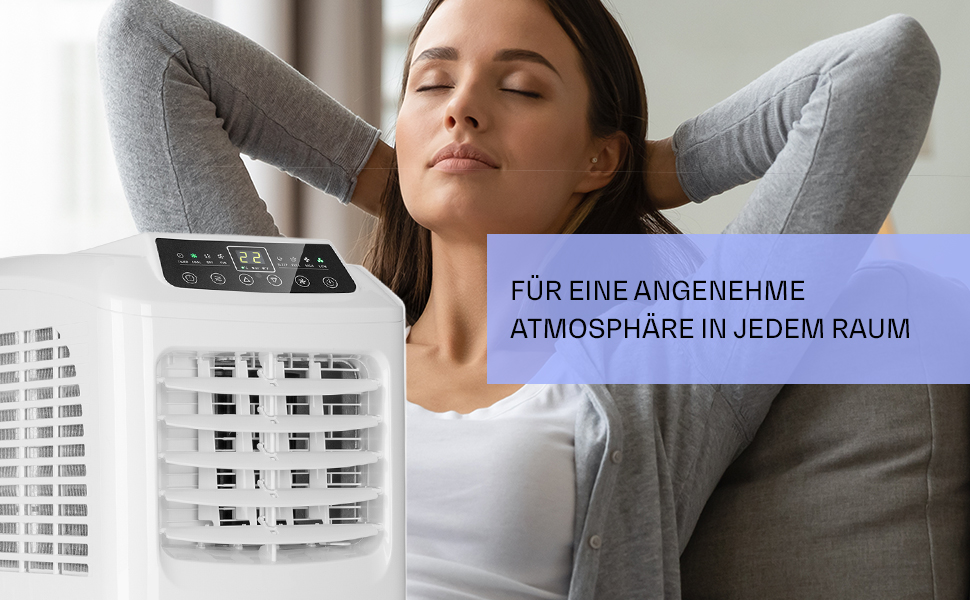 Мобільний кондиціонер Klarstein з випускним шлангом, 3-в-1: кондиціонер, вентилятор та осушувач повітря, компактний та портативний для дому та офісу, нічний режим, 7000 BTU, низьке енергоспоживання, білий