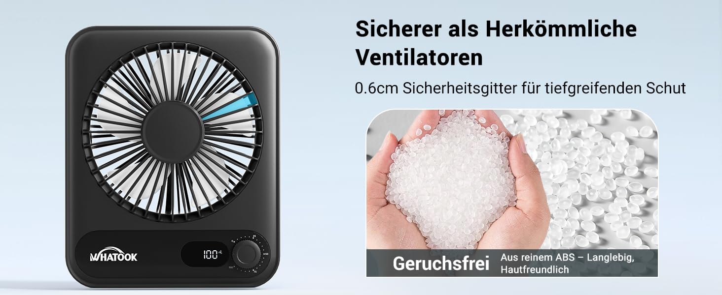 USB вентилятор WHATOOK: безшумний, з регулюванням швидкості 1-100, акумуляторний, LED-індикатор, портативний міні-вентилятор для офісу, дому, кемпінгу, подорожей (2000mAh, чорний & фіолетовий)