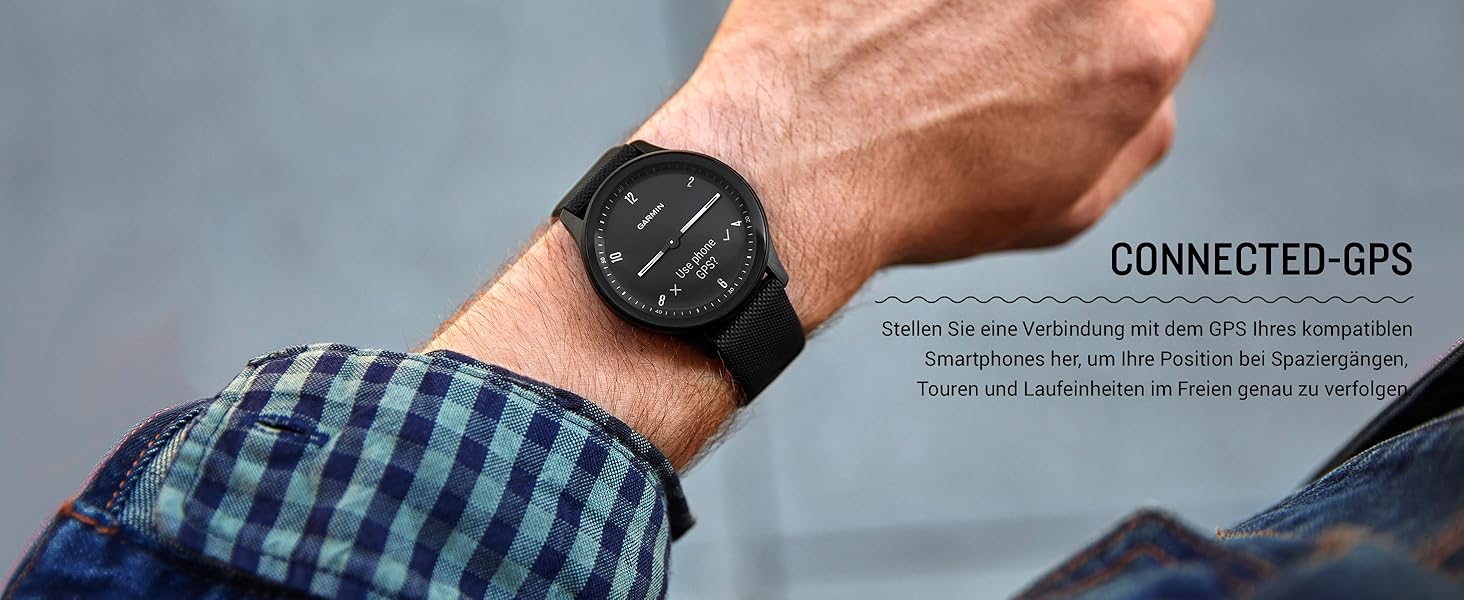 Гармін Vívomove Trend – гібридний смарт-годинник з аналоговими стрілками та сенсорним дисплеєм, фітнес- та здоров'я-функції, аналіз сну, Garmin Pay, сповіщення та до 5 днів роботи від акумулятора. Колір: чорний