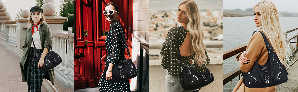 Сумка жіноча Angel Kiss Hobo через плече, чорна, PU шкіра, багато відділень