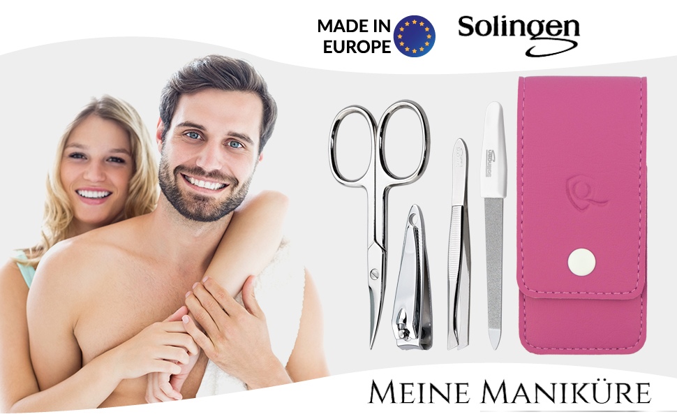 Набір для манікюру marQus 4 в 1: практичний, компактний, з пилочкою Solingen. Ідеально для дому, подорожей та у сумку. Колір: Рожевий