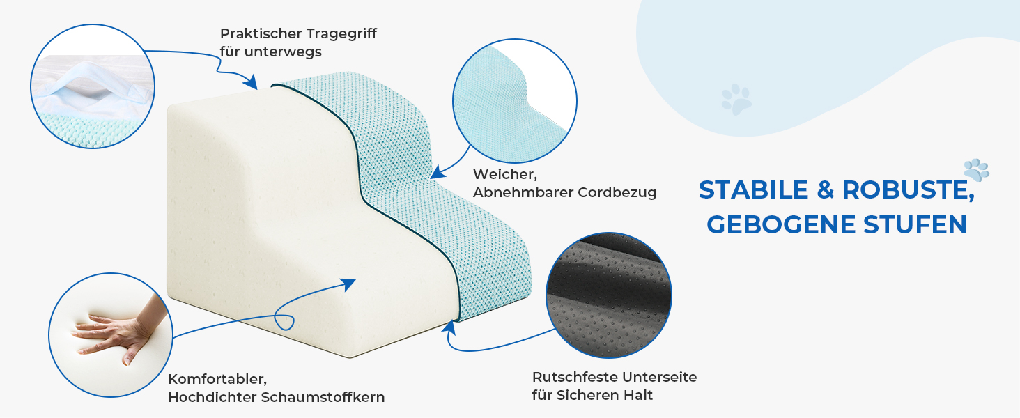 Сходинки для собак маленьких порід, 2 сходинки, 30 см, для дому, антиковзаючі, для котів та літніх тварин, сірі (блакитні)