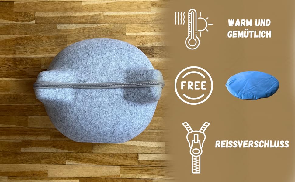 Кішка Будиночок з Фетру для Кішок. М'яке Ліжко-Гніздище для Кота (Сірий, Великий).